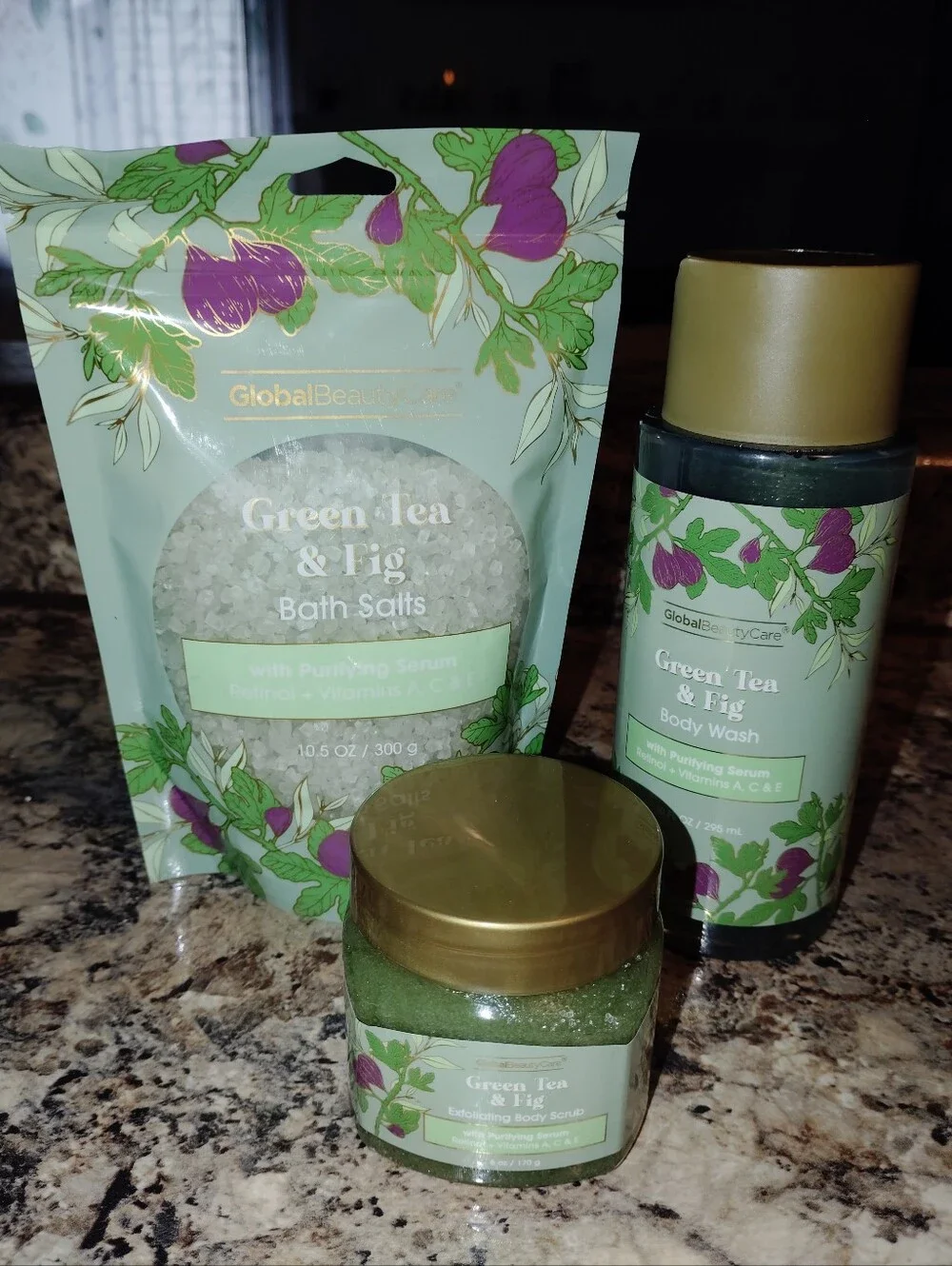 Green Tea & Fig Bath Set - Green Spa Set New